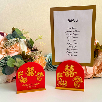 Custom Names Double Happiness Table Number Holders