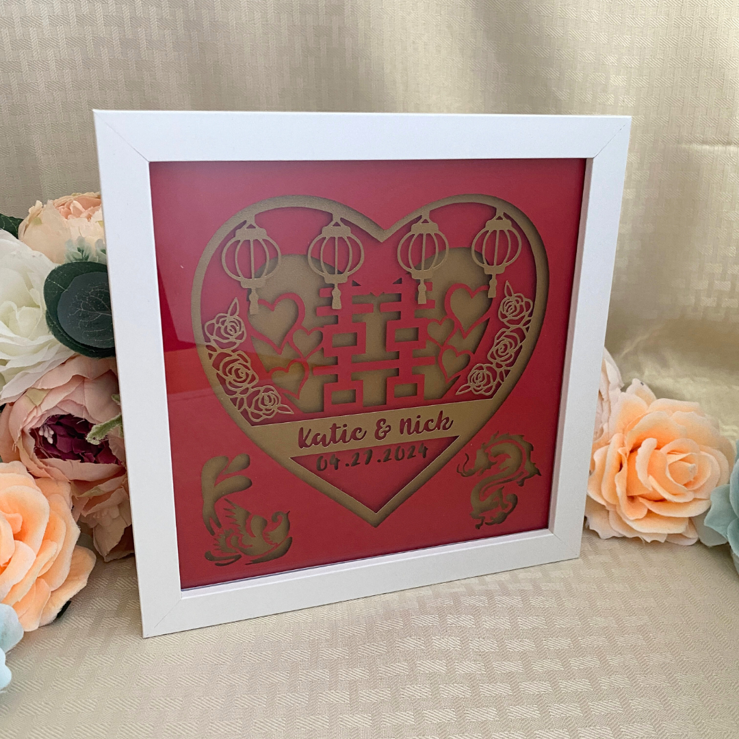 Customizable Chinese Wedding Shadow Box (Insert & Frame)