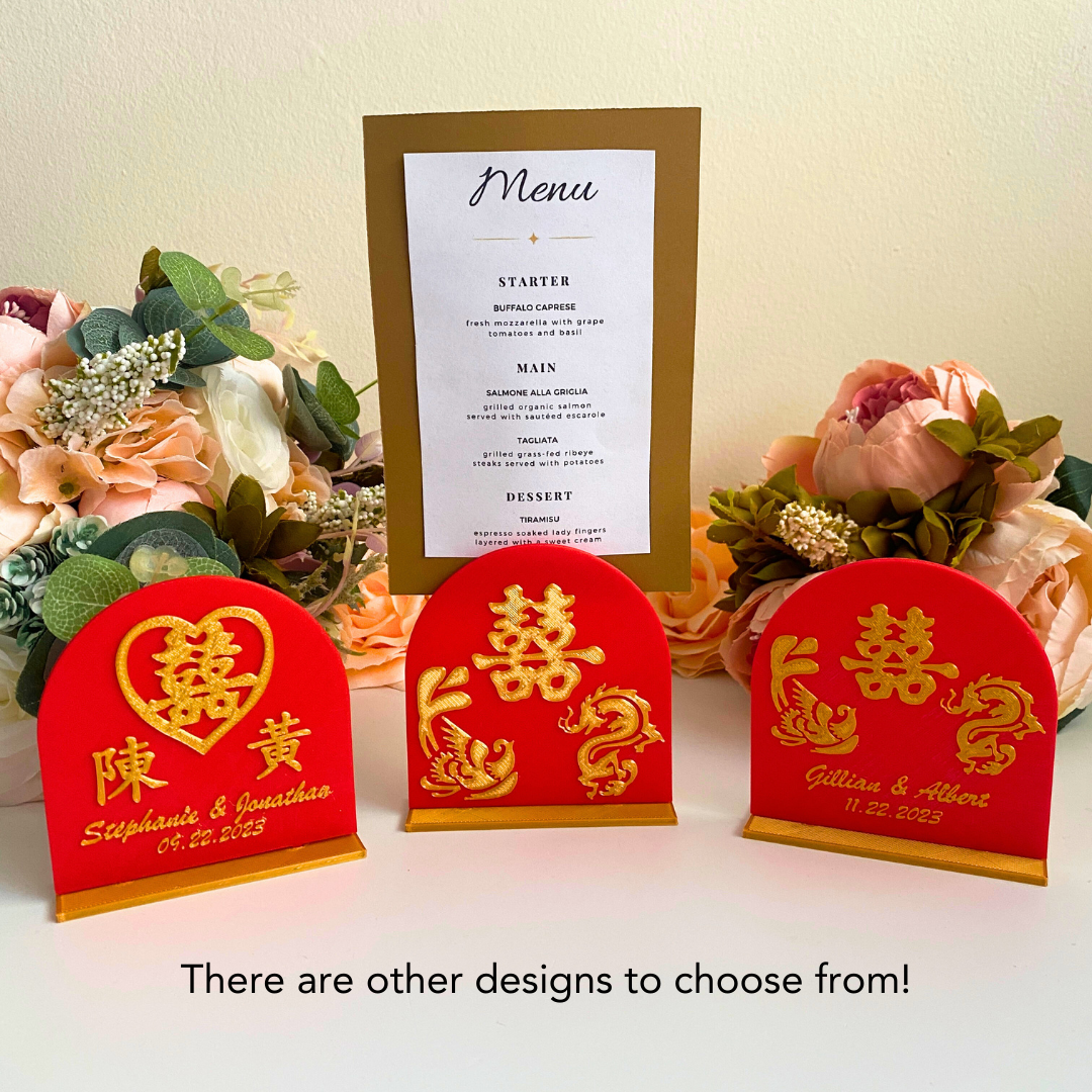 Custom Names Double Happiness Table Number Holders