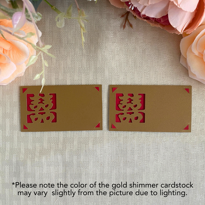 Gold Double Happiness Place Cards, Flat Version