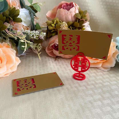 Gold Double Happiness Place Cards, Flat Version