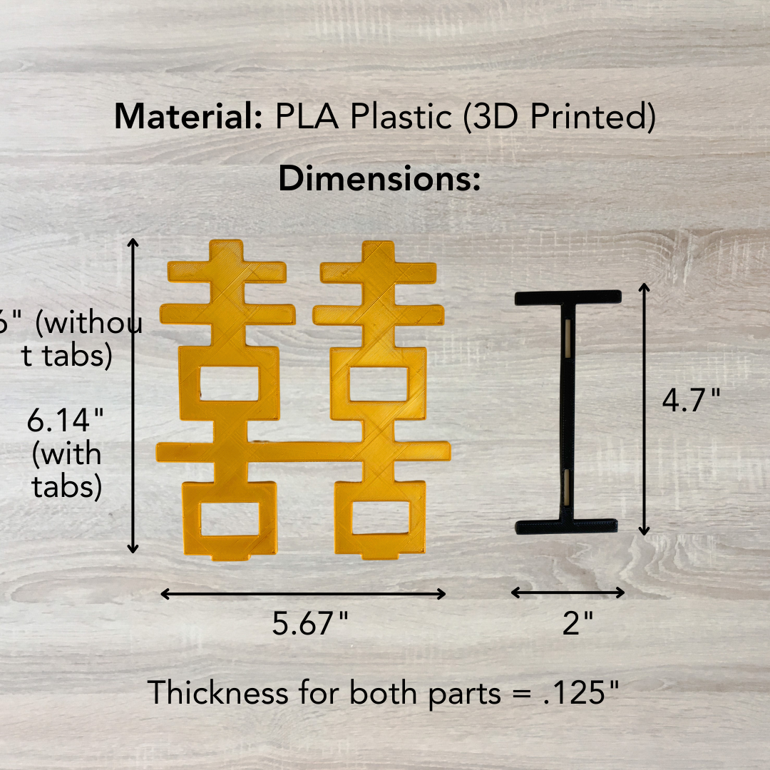 Gold Double Happiness Sign (Stand Version)