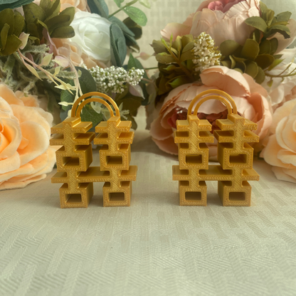 Gold double happiness holders for table numbers for Chinese weddings