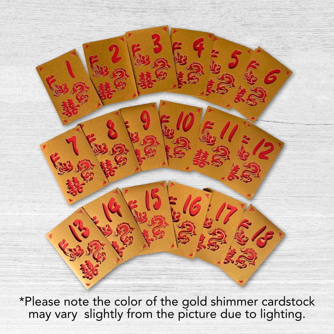 Red Double Happiness Table Number Cards