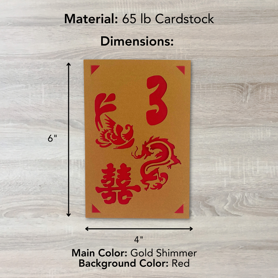 Gold Double Happiness Table Number Cards