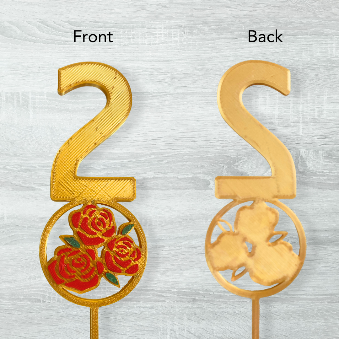 Gold Red Rose Table Numbers