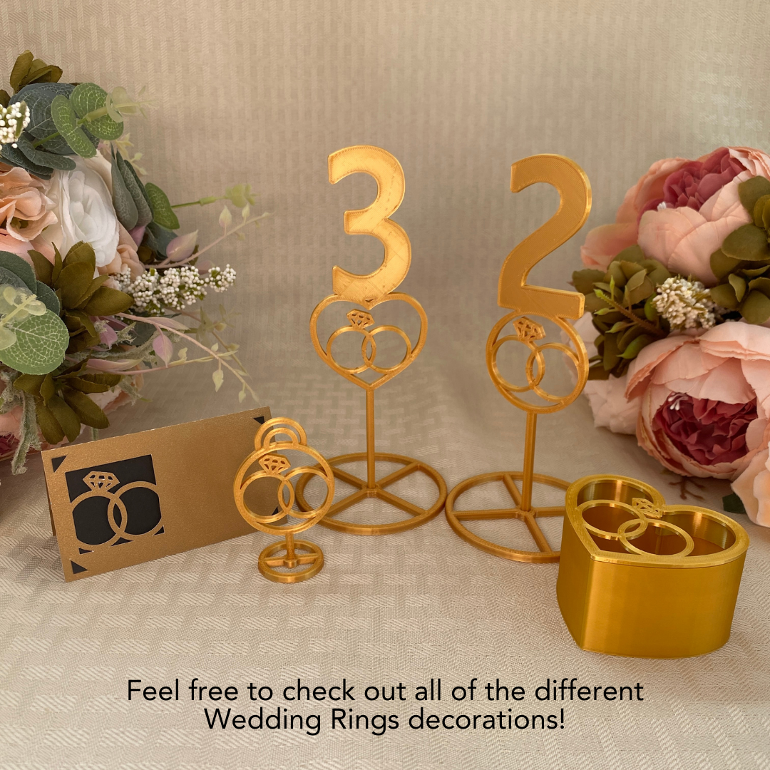 Gold Wedding Rings Table Numbers (Circle Version)