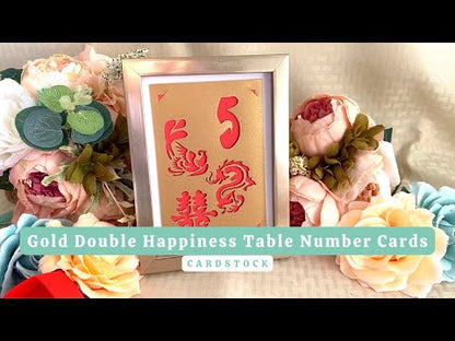 Gold Double Happiness Table Number Cards