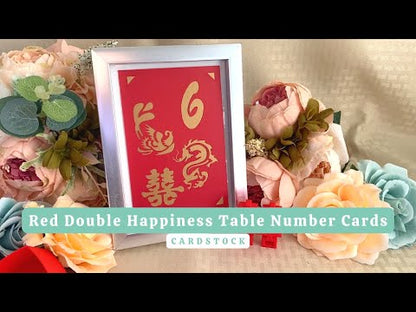 Red Double Happiness Table Number Cards