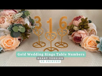 Gold Wedding Rings Table Numbers (Heart Version)