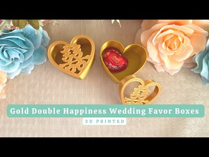 Gold Double Happiness Chinese Wedding Favor Boxes