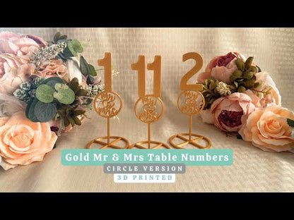 Gold Mr & Mrs Table Numbers (Circle Version)