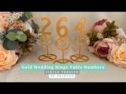 Gold Wedding Rings Table Numbers (Circle Version)