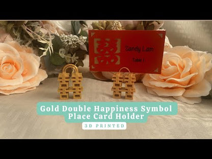 Gold Double Happiness Symbol Place Card Holders